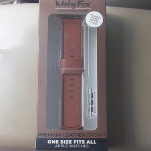 Moby Fox Premium Leather Brown Apple Watch Band. New In Box.